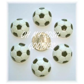 6PC SOCCER BALL SPORTS TEAM CHEER FLATBACK RESIN 4 HAIRBOW BOW CENTER