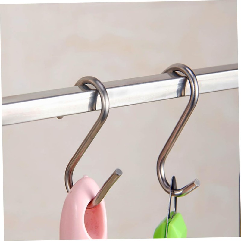 BUGUUYO 10pcs Stainless Steel S Hooks Hanging Hooks for Kitchenware