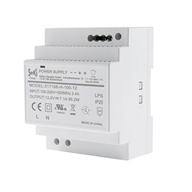 SeKi DIN Rail Power Supply H-100-12 - 12V - 7.1A - 85W DIN Rail - DIN Rail Power Supply, 85 Watt (7.1A)