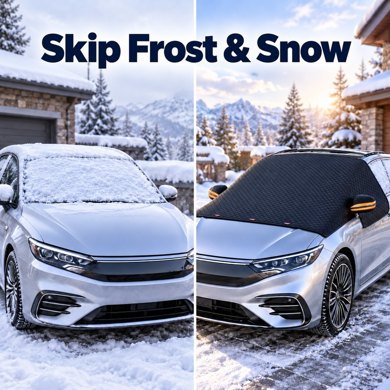 Car Windshield Snow Cover with Side Mirror Covers & Elastic