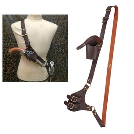 Medieval Leather Belt with Sword Holster Set Knight Costume Cosplay Warrior Pirate Dagger Frog Adjustable Sling Belt with Sheath Scabbard Frog Holder LARP Fancy Dress Costume Accessory Frog Holder