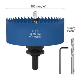 ANDELI 102MM | 4" Bi-Metal Hole Saw with Center Drill, to be Assembled, high Opening Efficiency for Wood, Corn Hole Boards, Plastic, plasterboard and Thin Sheet Metal Openings