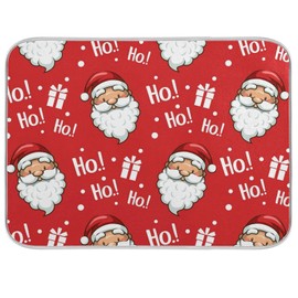 Moudou Christmas Dish Drying Mat Absorbent Heat Resistant Reversible Santa Claus Dish Mat for Kitchen Countertops Sinks, 16 x 18 Inch