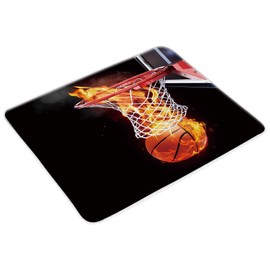 TJZ HOME, Flaming Basketball Sport Bath Mats for Bathroom, ﻿ Modern Orange Black , Absorbent Bath Rugs Non-Slip Decor Quickly Drying Comfort Floor Mat（30〃x18〃）