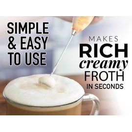 Zulay Kitchen Milk Frother Wand – High-Speed Handheld Frother with Upgraded Stand – Electric Foam Maker with Stainless Steel Whisk