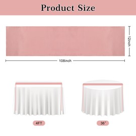 2PCS Rose Gold Satin Table Runner 12 x 108 Inch Satin Silk Table Runners Smooth Table Runner for Wedding Bride Shower Christmas Birthday Graduations Party Table Decor