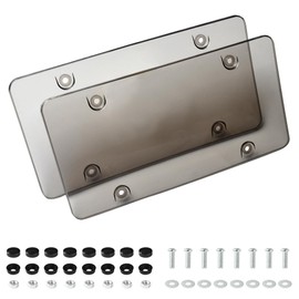 JSCARLIFE Clear License Plate Cover-2 Pack License Plate Protector,PC Material License Plate Frame with Screw Caps Cover Kit for US/CA Standard Cars AAA (Clear-3)