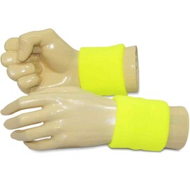 COUVER Neon Unisex Dual Layer Athletic Sweat Sport Wristband, Neon Yellow, 1 Pair