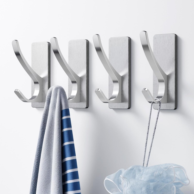 pickpiff Self Adhesive Coat Hooks for Hanging: Heavy Duty Stainless