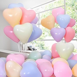 MY LIFE WAY 30 pieces of pastel balloons, hearted, 10 inches, and an assortment of rainbow-thick balloons for a baby shower, engagement, wedding, anniversary, Christmas festival, and party decorations