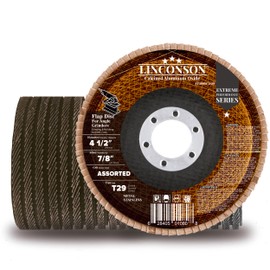 LINCONSON 10 Pack 4.5 Inch 120 Grit Calcined Aluminum Oxide Abrasive Grinding Wheel and Flap Sanding Disc for Metal & Stainless Steel 7/8" Arbor T29 Conical