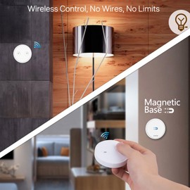 LoraTap Wireless Remote Control E26 Light Socket with Remote, 915MHz 656ft Range On Off Remote Controller for LED Bulbs and Light Fixtures 30W Max., White (Light Switch + LED Lamp Holder)