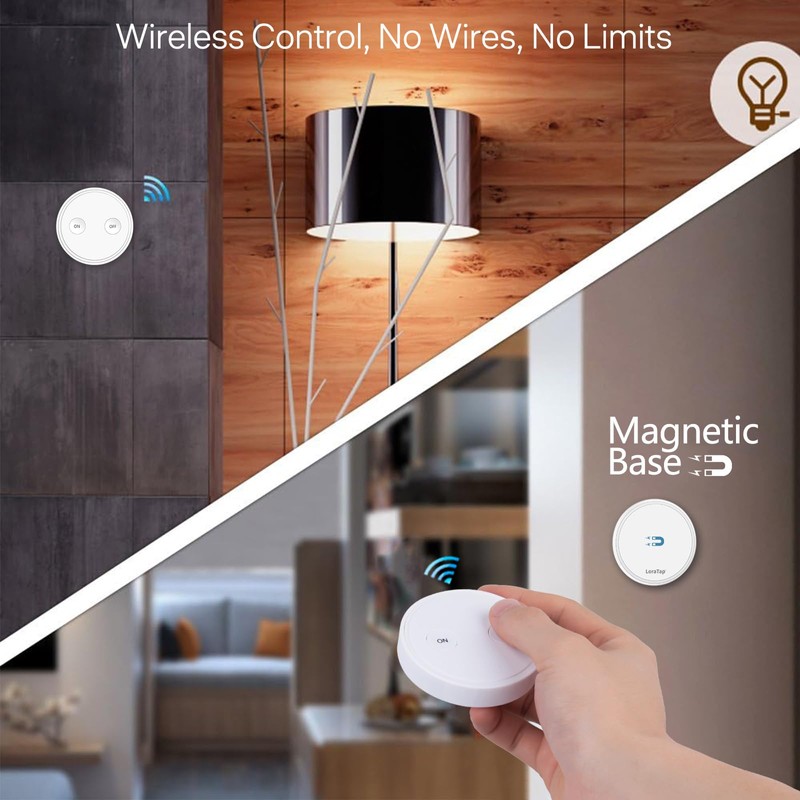 LoraTap Wireless Remote Control E26 Light Socket with Remote, 915MHz