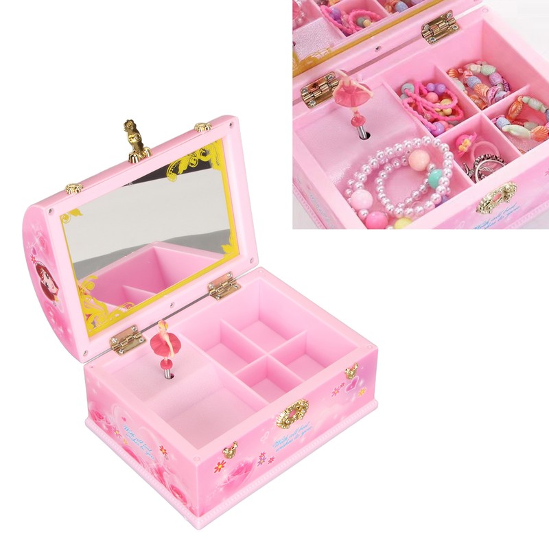 Musical Jewelry Box Large Space Mirror Design Music Jewelry Organizer