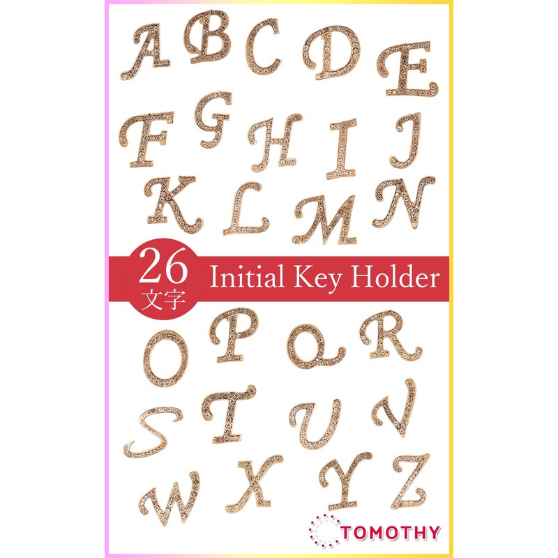 TOMOTHY Initial Key Chain, Initial Charm, Pair of Keychains, Women's,