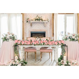 DearHouse Artificial Peony Flower Garland - Silk Peony Garland with Pink Flowers for Wedding Party Table Decoration,6ft/Strand