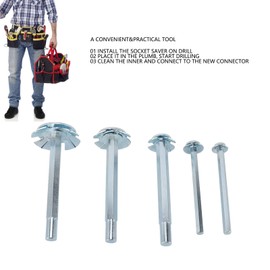 PVC Pipe Reamer, High Speed Steel PVC Fitting Socket Saver Save Time Effort Practical Plumbing Fitting Saver Bit Socket Saver Set for 1/2 Variable Speed Power Drill (5PCS)