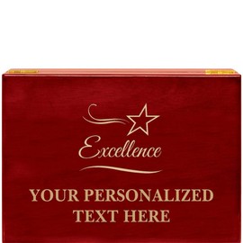 Crown Awards Excellence Rosewood Humidor Gift, Customize with Your Own Text Engraving Prime