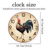 XNM Brown Rooster Wall Clocks Battery Operated 14 Inch Farmhouse