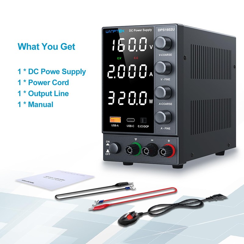 DC Power Supply 0-160V 0-2A, Bench Power Supply with Encoder