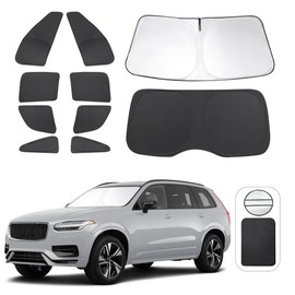 TINGLU Window Shades for Volvo XC90 2016-2024 2025 Accessories Car Side Full Windows Rear Triangular Windshield Sun Shade Sun UV Rays & Privacy Protection for Camping,Napping,and Relaxing 10PCS