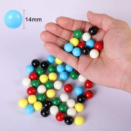 Laviesto 14mm Game Replacement Marbles,60pcs Solid Color Game Balls for Chinese Checkers,Aggravation Game,Marble Run,Marble Games(6 Colors)