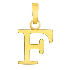 Jewelry America - Colgante de oro amarillo macizo de 14 quilates con inicial en bloque, Oro amarillo