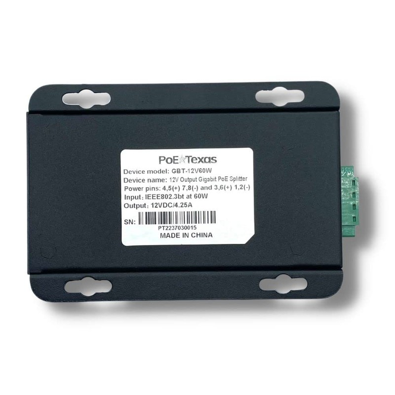 PoE Texas GBT-12V60W | IEEE 802.3bt POE++ to 12 Volt