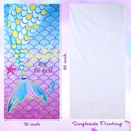 30 x 60 in Mermaid Beach Towels for Girls Kids Quick Dry Lightweight Sand Free Mermaid Tail Bath Towel Microfiber Mermaid Scales Travel Towels for Women Pool Mermaid Swimming Camping Gifts