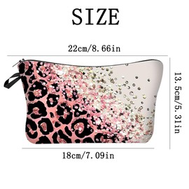 MEZHEN Leopard Print Cosmetic Bag Makeup Bag Pouch Purse Zipper Pencil Case Glitter Cosmetic Bag Toiletry Bag Travel Toiletry Bag Waterproof Women and Girls, pink