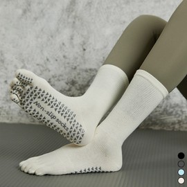 Pilates Footed Mid-Calf Yoga Socks LM-0216 Charcoal