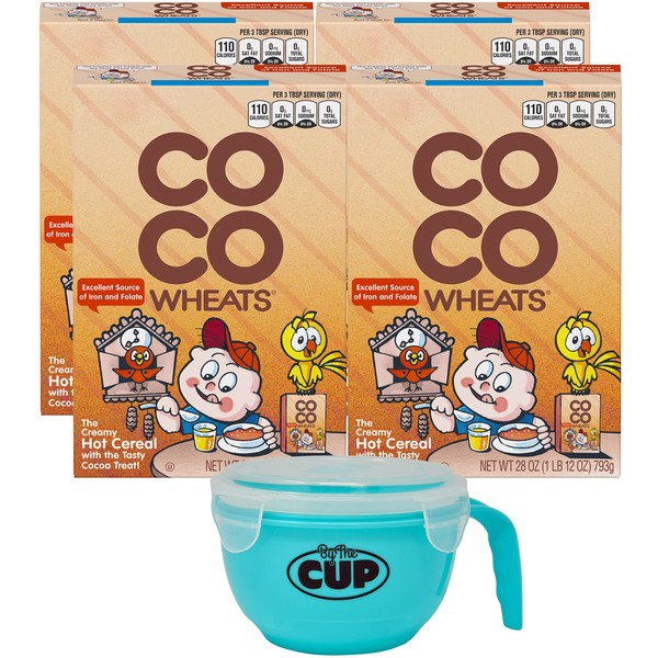 CoCo Wheats 28 Ounce (Pack of 4) with By The Cup Cereal Bowl