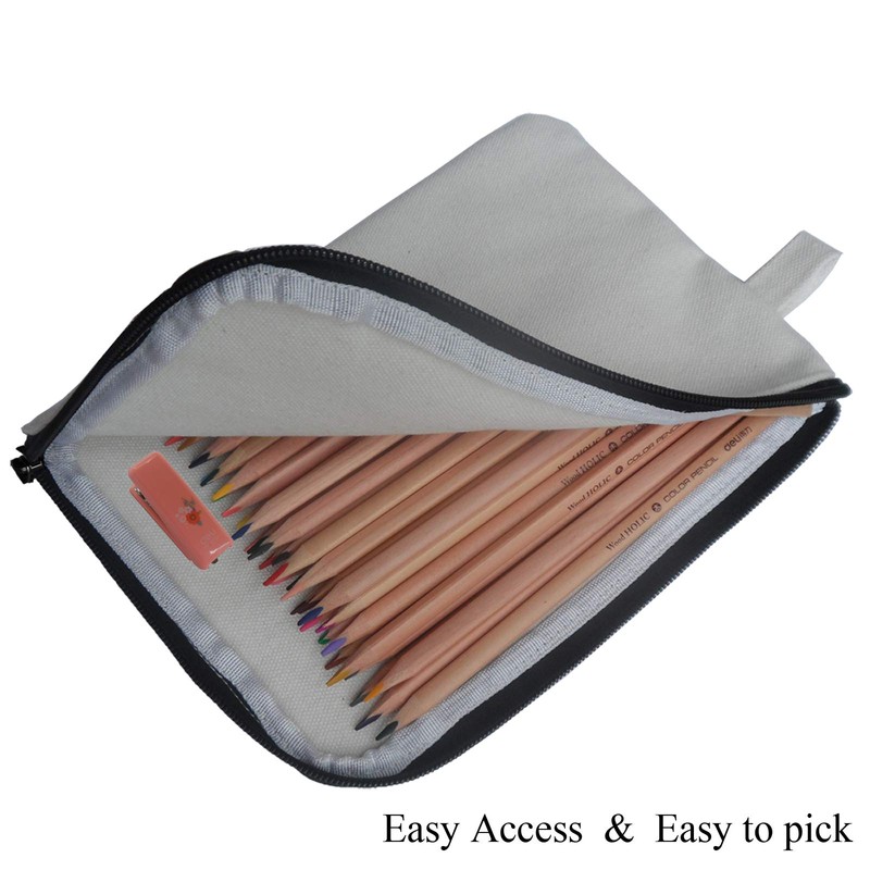Enyuwlcm 16oz Canvas Zipper Bag Small Makeup Pouch Flat Pencil