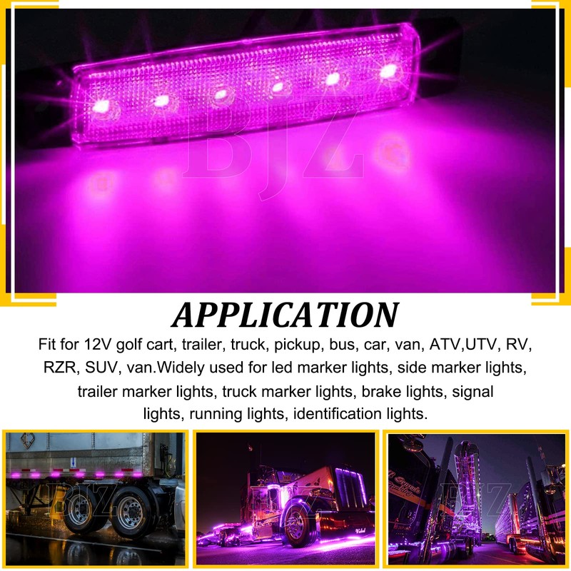 BJZ LED Trailer Marker Lights Purple 6 Led Side Marker