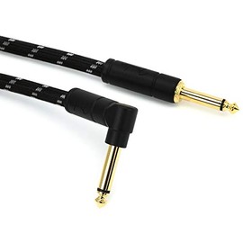 Fender Deluxe Series Instrument Cable, Guitar Cable, Stocking Stuffers, Guitar Accessories, Straight/Angle, Black Tweed, 18.6ft