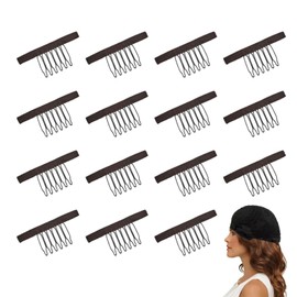 30pcs Brown 7-Toothed U-Shape Wig Comb Clips, U-Shape Wig Comb for Women, Metal Wig Caps, Steel Tooth Clip, Wig Grip for DIY Wig Making and Accessories