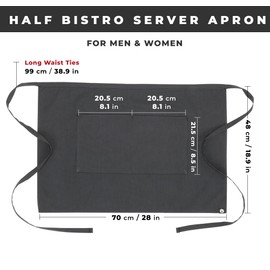 Chef Works Unisex Half Bistro Apron, Dark Grey, One Size
