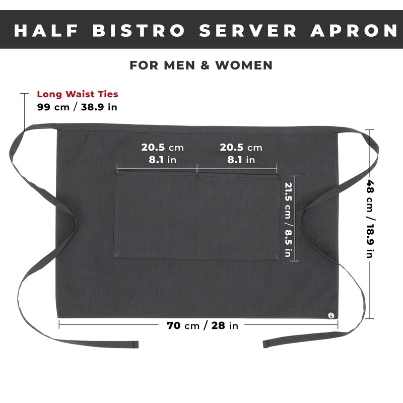 Chef Works Unisex Half Bistro Apron, Dark Grey, One Size