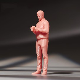 SOUFORCE 1/24 Scale Scene Props Figure Photographer Man with Camera Miniature Action Figure Unpainted Model