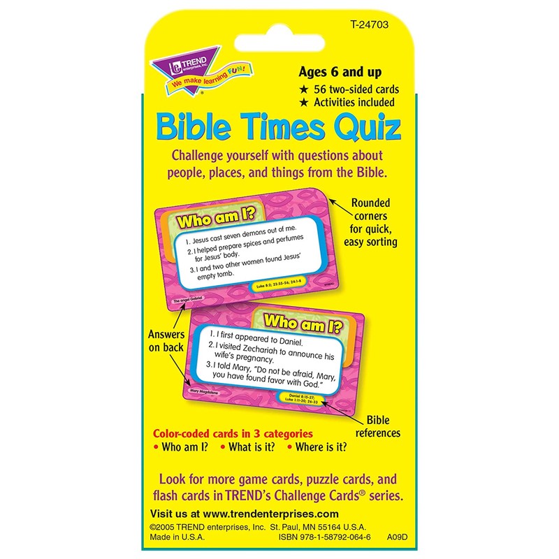 Bible Times Quiz Challenge Cards