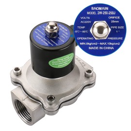 Baomain Electric Solenoid Valve 1 inch AC 220V Water Air NC Valve Steel Stainless 304 Energy-saving - 2W-250-25BJ