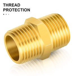 GASHER 8PCS Brass Pipe Fitting Hex Nipple Kit 1/8 inch 1/4 inch 3/8 inch 1/2 inch