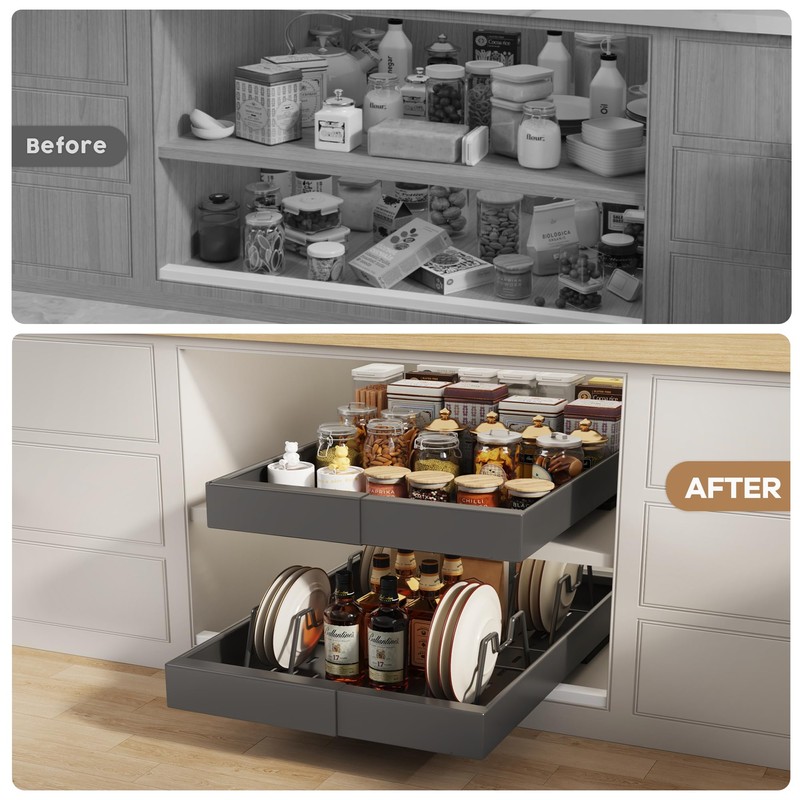 Seinloes 4 Pack Pull Out Cabinet Organizer 21" Deep with
