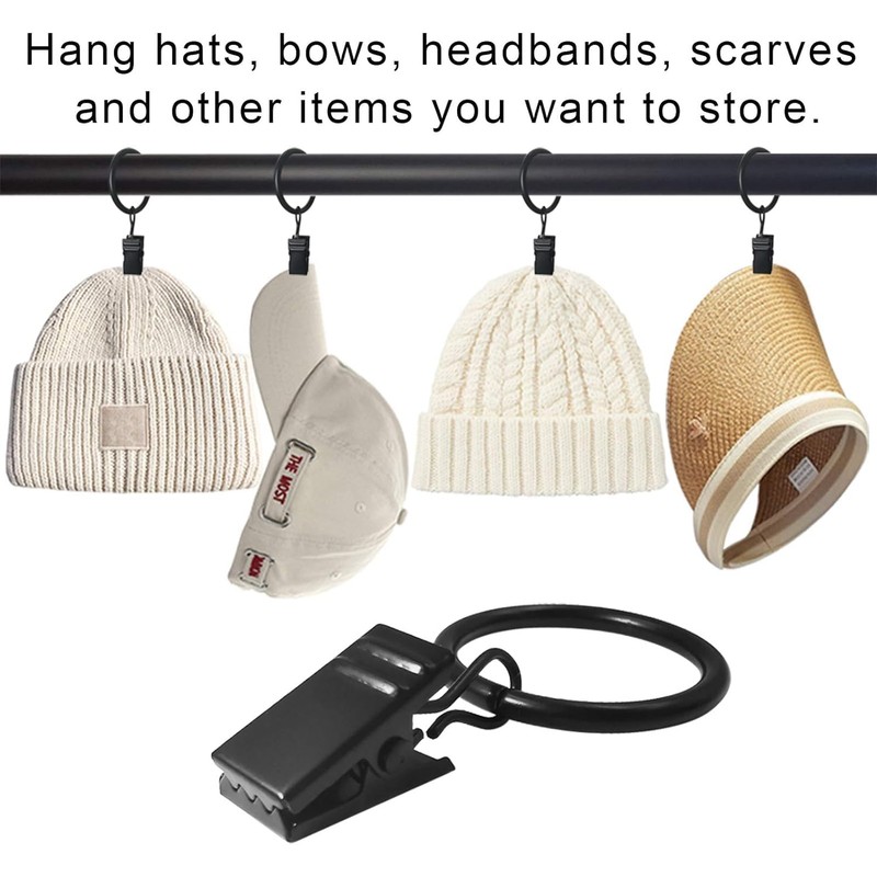 20 Hooks with Clips for Hat Rack