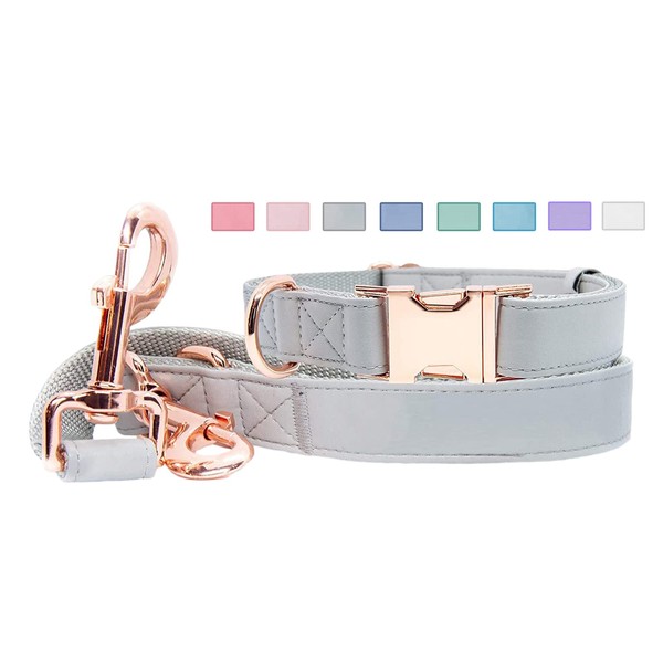 Soft Leather Dog Collar and Leash (6.6') Set - Stylish