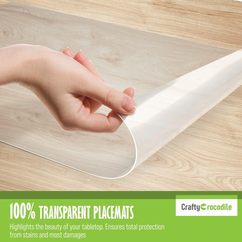 CraftyCrocodile Clear Plastic Placemats Set of 2 - Table Protector