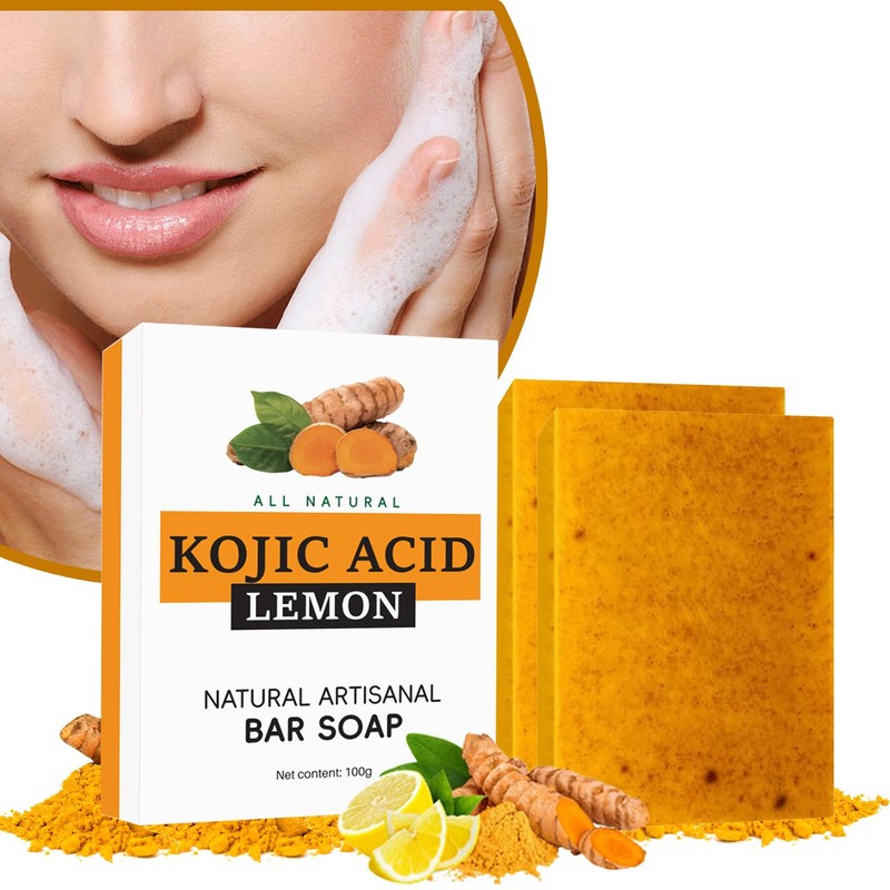 2PCS Jabón Turmeric Soap, Jabón De Ácido Kójico De Cúrcuma