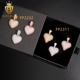 USA Stock  New Arrivals Hip Hop Jewelry 925 Sterling Silver Gold Plated Iced Out Heart Pendant Men WomenColor: FP2311Silver