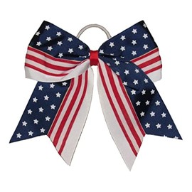 "Star Spangled Banner" July Cheer Hair Bow Pony Tail 3" Ribbon Cheerleading