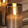 Girimax Grey Glass Flameless Candles with Remote, Flickering LED Votive
